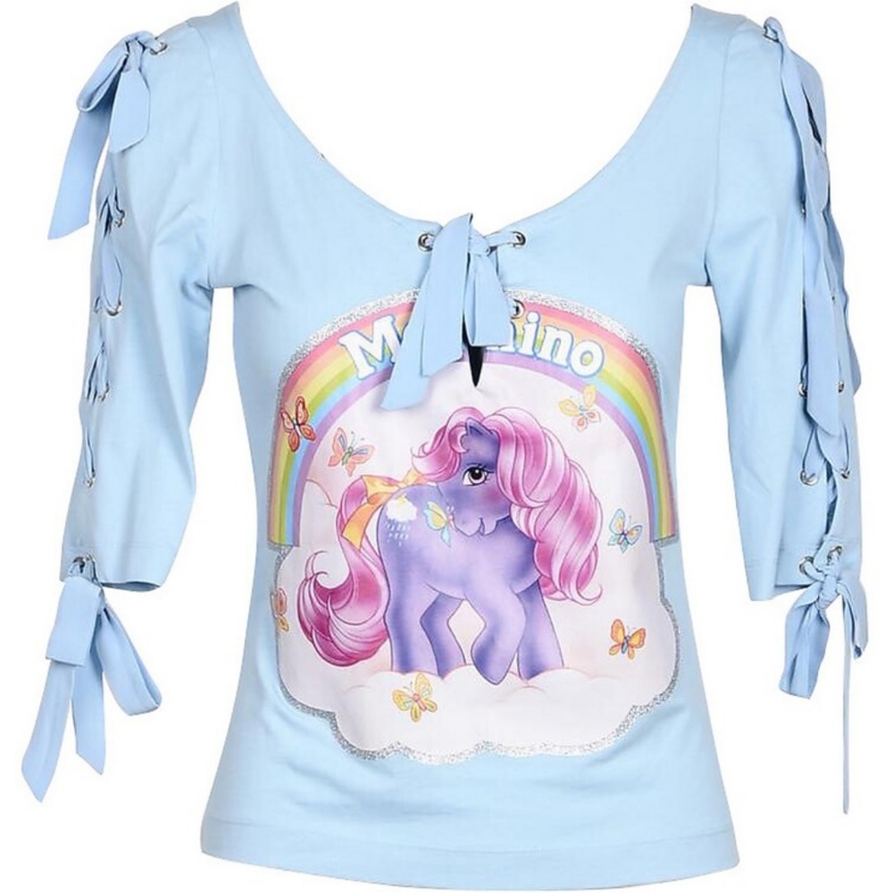 MOSCHINO X MY LITTLE PONY COTTON JERSEY 3/4 SLEEVE T SHIRT TOP 6 or 8